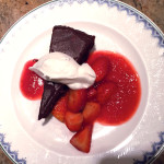 Chocolate Mousse Cake with Local Strawberries & Coulis