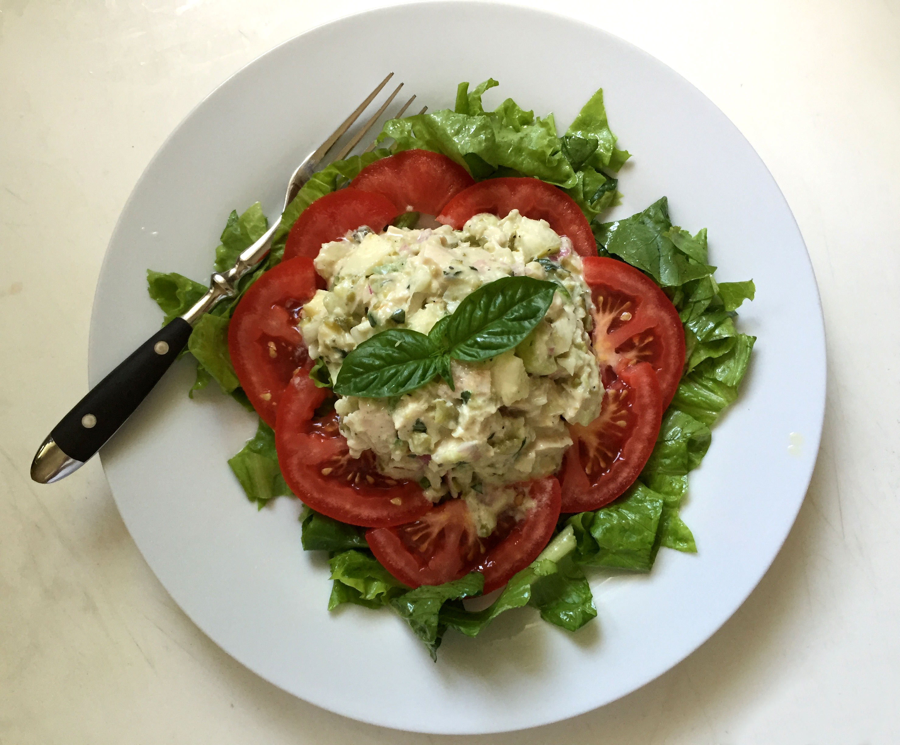 Old-Fashioned Chickpea Salad over Heirloom Tomatoes