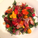 Purslane Salad with Nasturtiums & Prosciutto