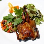 Grilled Quail with Vegetable Timbale